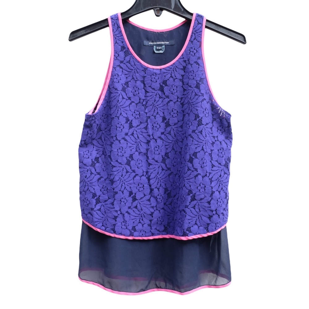 French Connection Sleeveless Active Sporty Lined Exercise Cute Blouse Top EUC 4